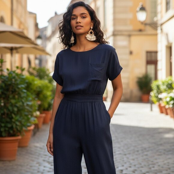 VINTAGE 80s TOO HOT BRAZIL Black Silk One Piece Jumpsuit S Retro Minimalist - Picture 11 of 11